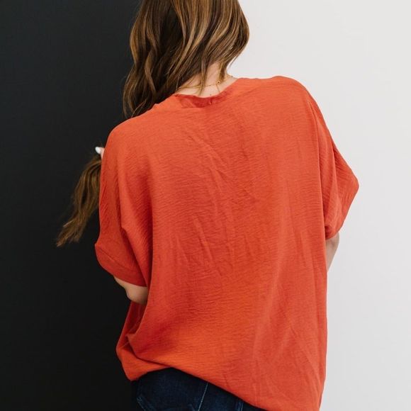 💕 Rust Jodifl Against All Odds Unlined Blouse Oversized Regular Plus New NWT - Picture 8 of 9